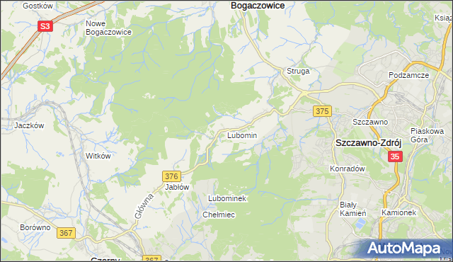 mapa Lubomin gmina Stare Bogaczowice, Lubomin gmina Stare Bogaczowice na mapie Targeo