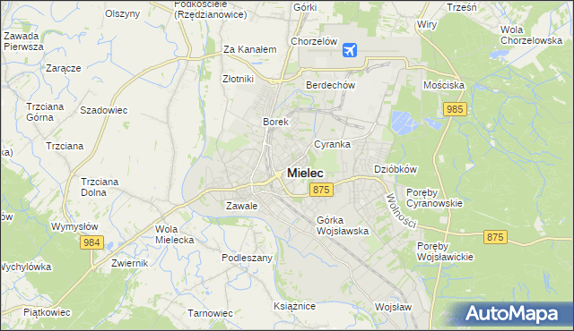 mapa Mielca, Mielec na mapie Targeo