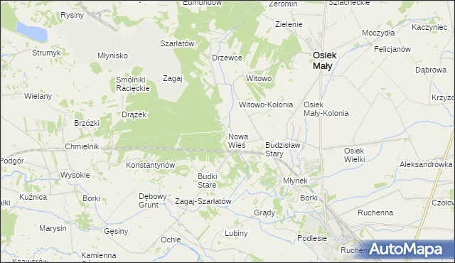 mapa Nowa Wieś gmina Osiek Mały, Nowa Wieś gmina Osiek Mały na mapie Targeo