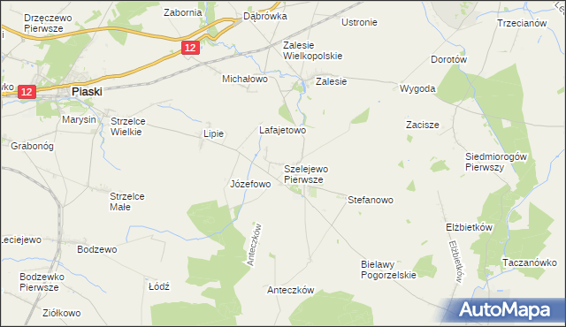 mapa Szelejewo Pierwsze, Szelejewo Pierwsze na mapie Targeo