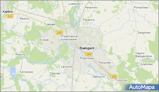 mapa Białogard, Białogard na mapie Targeo