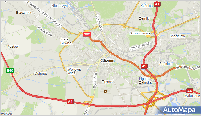 mapa Gliwic, Gliwice na mapie Targeo