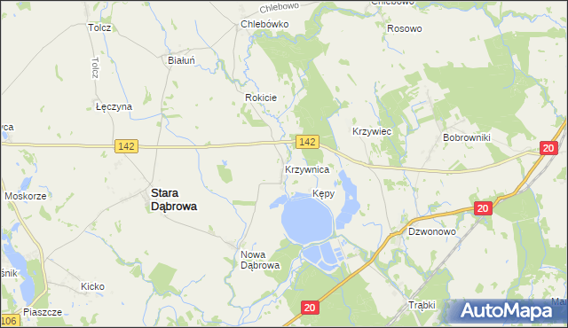 mapa Krzywnica, Krzywnica na mapie Targeo