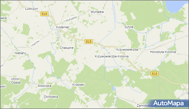 mapa Krzywowierzba-Kolonia, Krzywowierzba-Kolonia na mapie Targeo