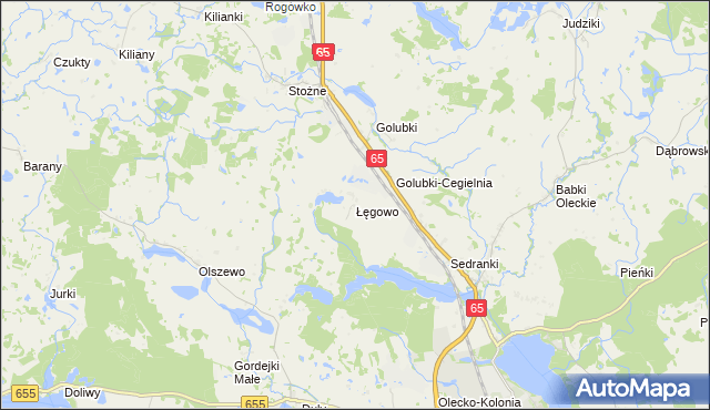 mapa Łęgowo gmina Olecko, Łęgowo gmina Olecko na mapie Targeo