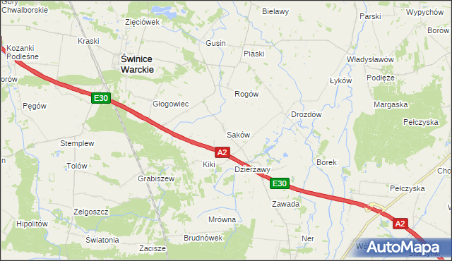 mapa Saków, Saków na mapie Targeo