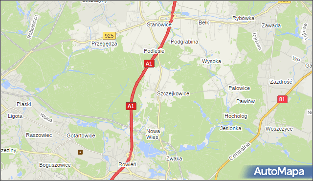 mapa Szczejkowice, Szczejkowice na mapie Targeo