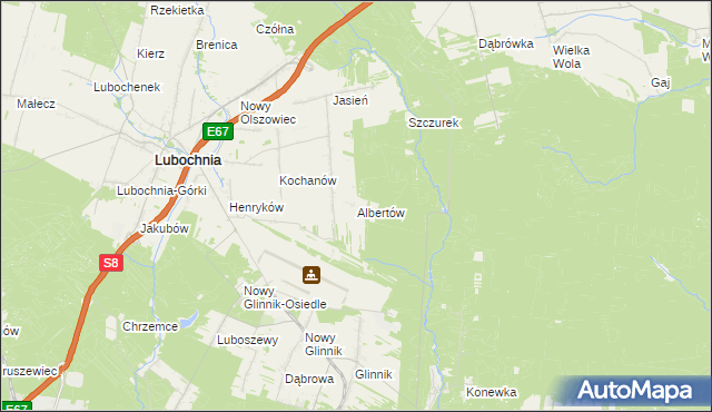 mapa Albertów gmina Lubochnia, Albertów gmina Lubochnia na mapie Targeo