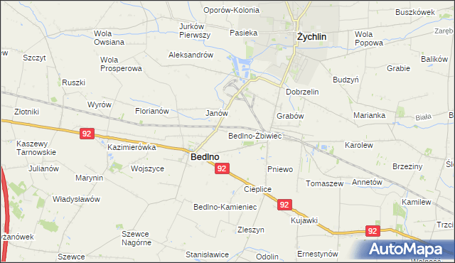 mapa Bedlno-Żbiwiec, Bedlno-Żbiwiec na mapie Targeo