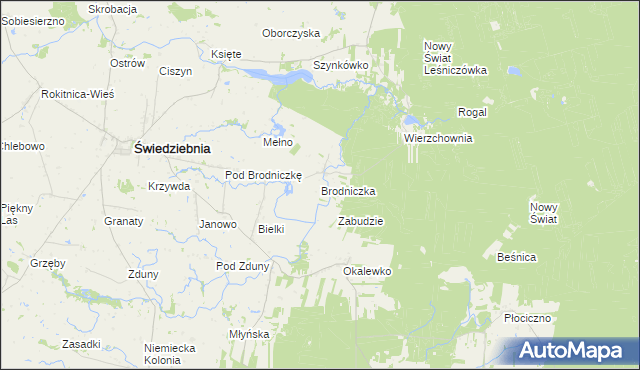 mapa Brodniczka gmina Świedziebnia, Brodniczka gmina Świedziebnia na mapie Targeo