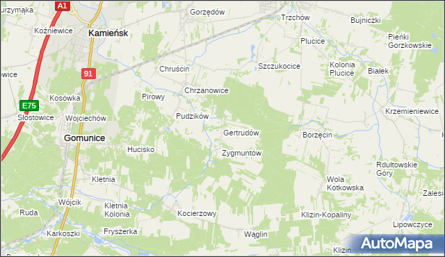 mapa Gertrudów, Gertrudów na mapie Targeo