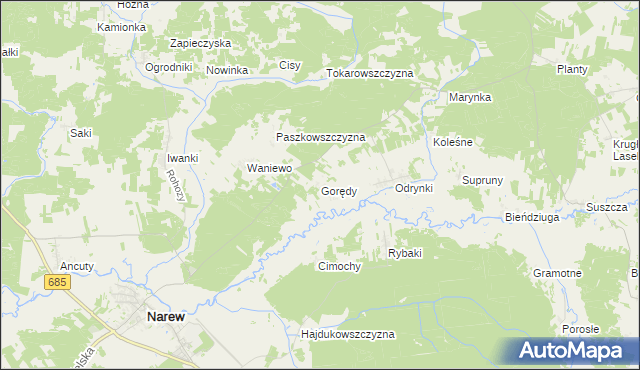 mapa Gorędy, Gorędy na mapie Targeo