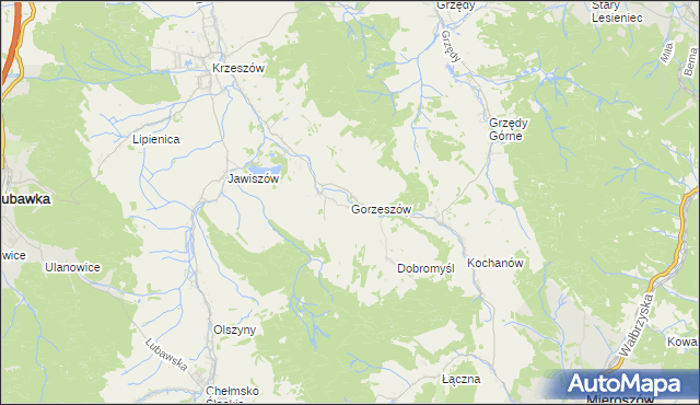 mapa Gorzeszów, Gorzeszów na mapie Targeo