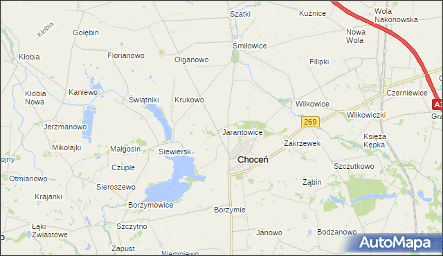 mapa Jarantowice gmina Choceń, Jarantowice gmina Choceń na mapie Targeo