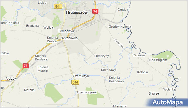 mapa Łotoszyny, Łotoszyny na mapie Targeo