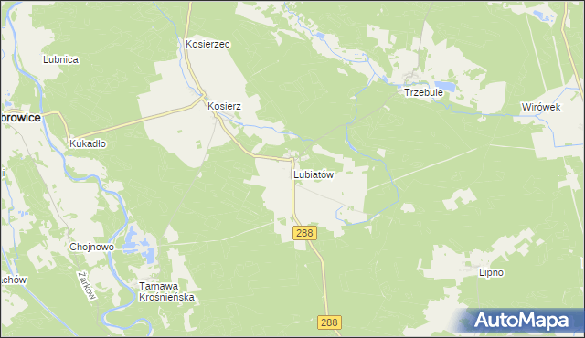 mapa Lubiatów gmina Dąbie, Lubiatów gmina Dąbie na mapie Targeo