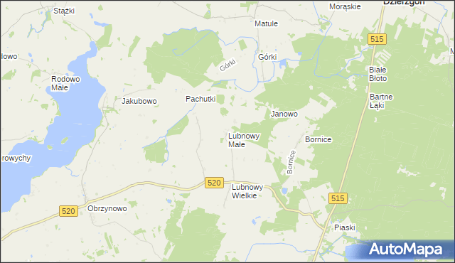 mapa Lubnowy Małe, Lubnowy Małe na mapie Targeo