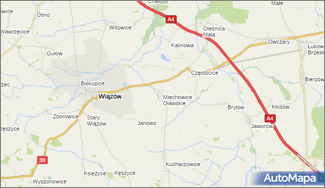 mapa Miechowice Oławskie, Miechowice Oławskie na mapie Targeo