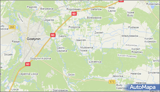 mapa Mysłownia Nowa, Mysłownia Nowa na mapie Targeo