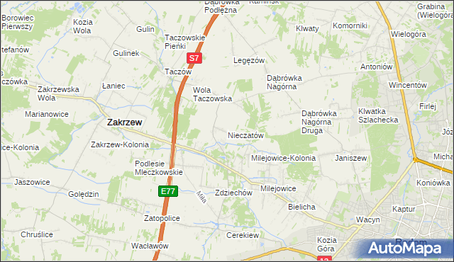 mapa Nieczatów, Nieczatów na mapie Targeo