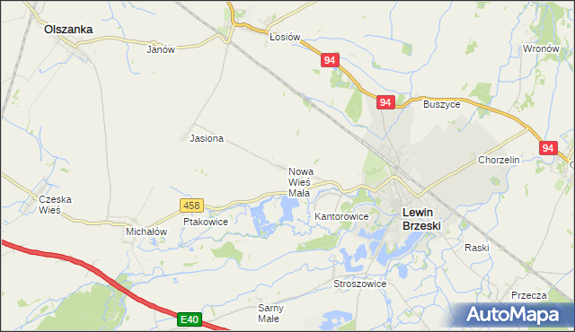 mapa Nowa Wieś Mała gmina Lewin Brzeski, Nowa Wieś Mała gmina Lewin Brzeski na mapie Targeo