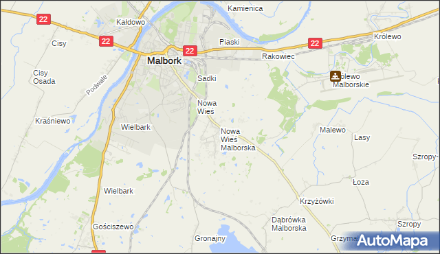 mapa Nowa Wieś Malborska, Nowa Wieś Malborska na mapie Targeo