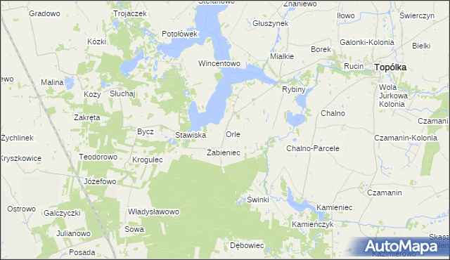 mapa Orle gmina Topólka, Orle gmina Topólka na mapie Targeo