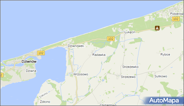 mapa Radawka, Radawka na mapie Targeo