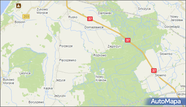 mapa Różkowo, Różkowo na mapie Targeo