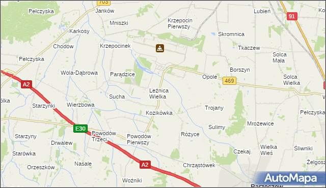 mapa Różyce Żmijowe, Różyce Żmijowe na mapie Targeo