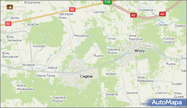 mapa Rudnik gmina Cegłów, Rudnik gmina Cegłów na mapie Targeo