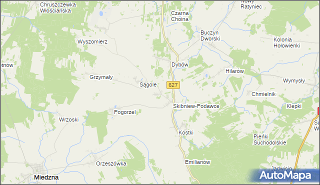 mapa Skibniew-Kurcze, Skibniew-Kurcze na mapie Targeo