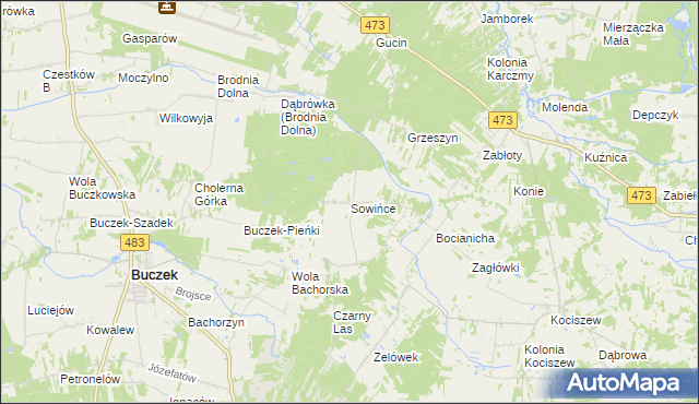 mapa Sowińce, Sowińce na mapie Targeo