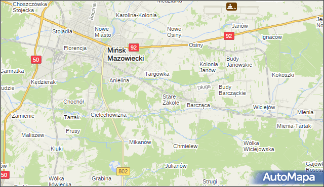 mapa Stare Zakole, Stare Zakole na mapie Targeo