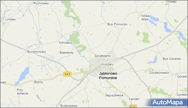 mapa Szczepanki gmina Jabłonowo Pomorskie, Szczepanki gmina Jabłonowo Pomorskie na mapie Targeo