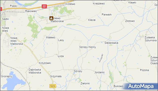 mapa Szropy-Niziny, Szropy-Niziny na mapie Targeo