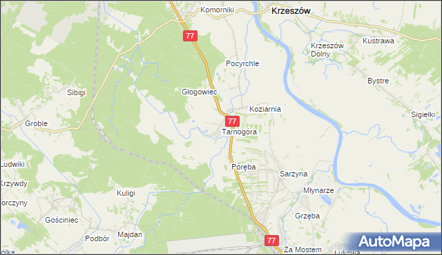 mapa Tarnogóra gmina Nowa Sarzyna, Tarnogóra gmina Nowa Sarzyna na mapie Targeo