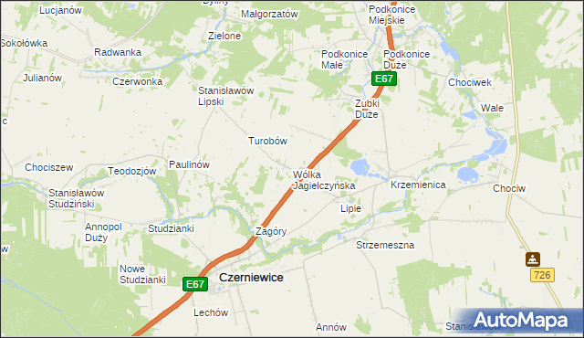 mapa Wólka Jagielczyńska, Wólka Jagielczyńska na mapie Targeo