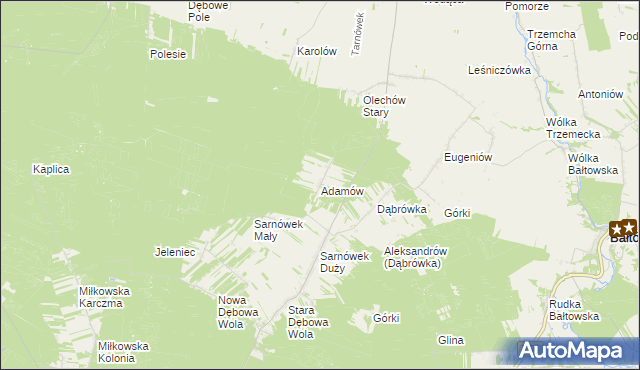 mapa Adamów gmina Sienno, Adamów gmina Sienno na mapie Targeo