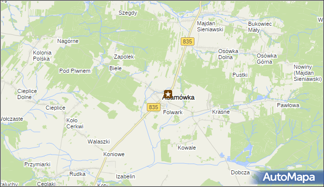 mapa Adamówka powiat przeworski, Adamówka powiat przeworski na mapie Targeo