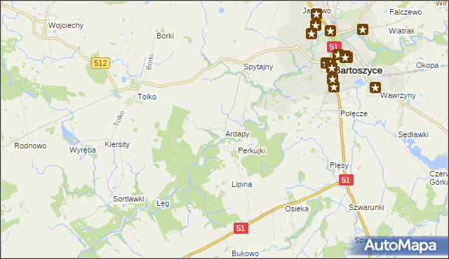 mapa Ardapy, Ardapy na mapie Targeo