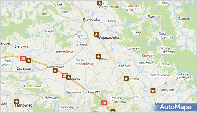 mapa Bajdy gmina Wojaszówka, Bajdy gmina Wojaszówka na mapie Targeo