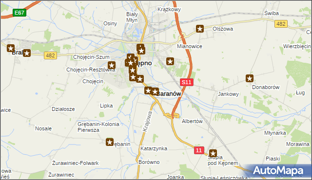 mapa Baranów powiat kępiński, Baranów powiat kępiński na mapie Targeo