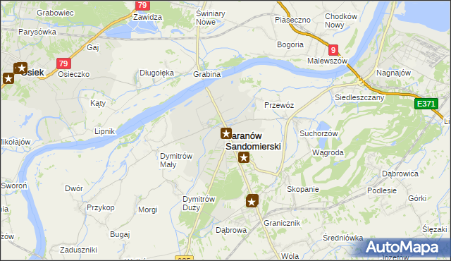 mapa Baranów Sandomierski, Baranów Sandomierski na mapie Targeo