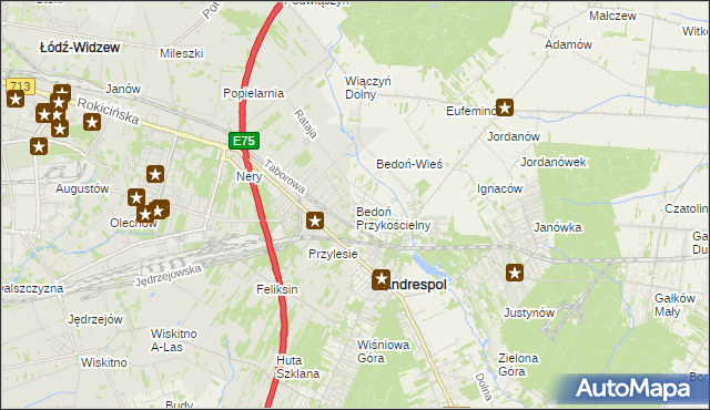 mapa Bedoń Przykościelny, Bedoń Przykościelny na mapie Targeo