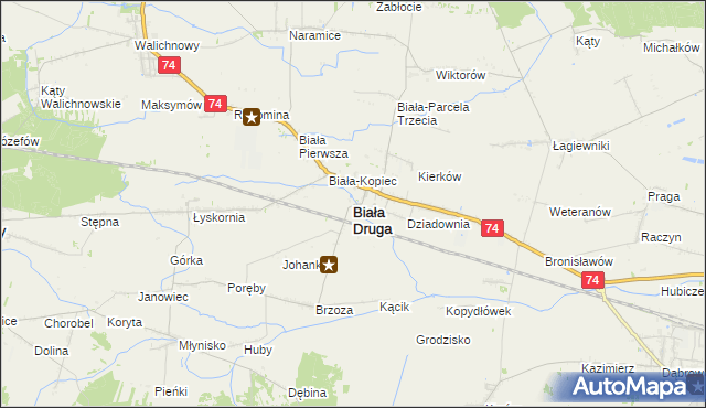 mapa Biała Druga gmina Biała, Biała Druga gmina Biała na mapie Targeo