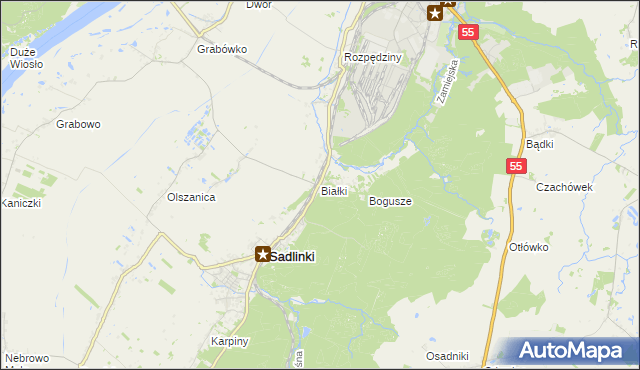 mapa Białki gmina Sadlinki, Białki gmina Sadlinki na mapie Targeo