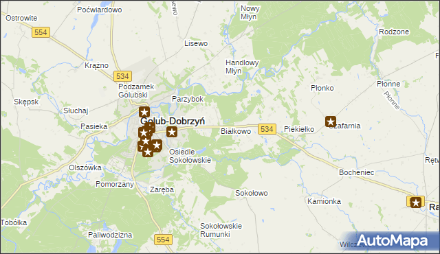 mapa Białkowo gmina Golub-Dobrzyń, Białkowo gmina Golub-Dobrzyń na mapie Targeo