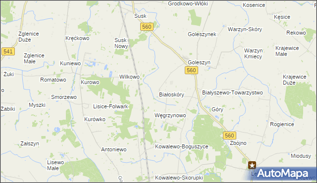 mapa Białoskóry gmina Sierpc, Białoskóry gmina Sierpc na mapie Targeo