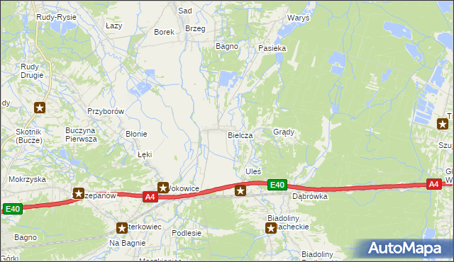 mapa Bielcza, Bielcza na mapie Targeo